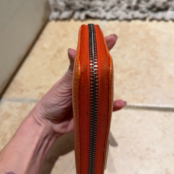 Vintage Lauren Ralph Lauren Womens Orange Pebble leather zip wallet - Picture 6 of 16